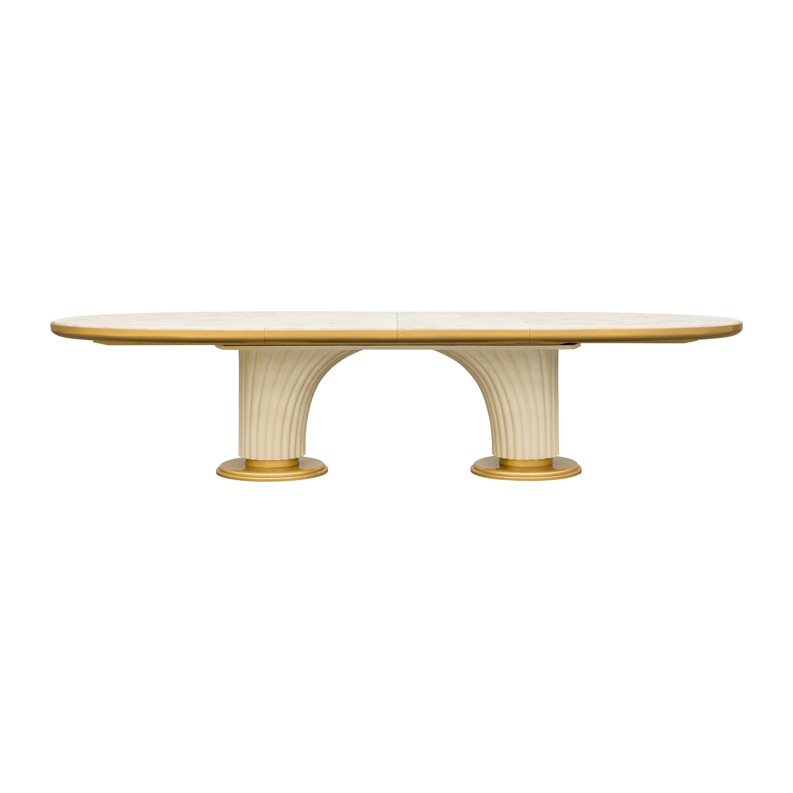 Michael Amini Scotts Square Oval Dining Table - Light Champagne