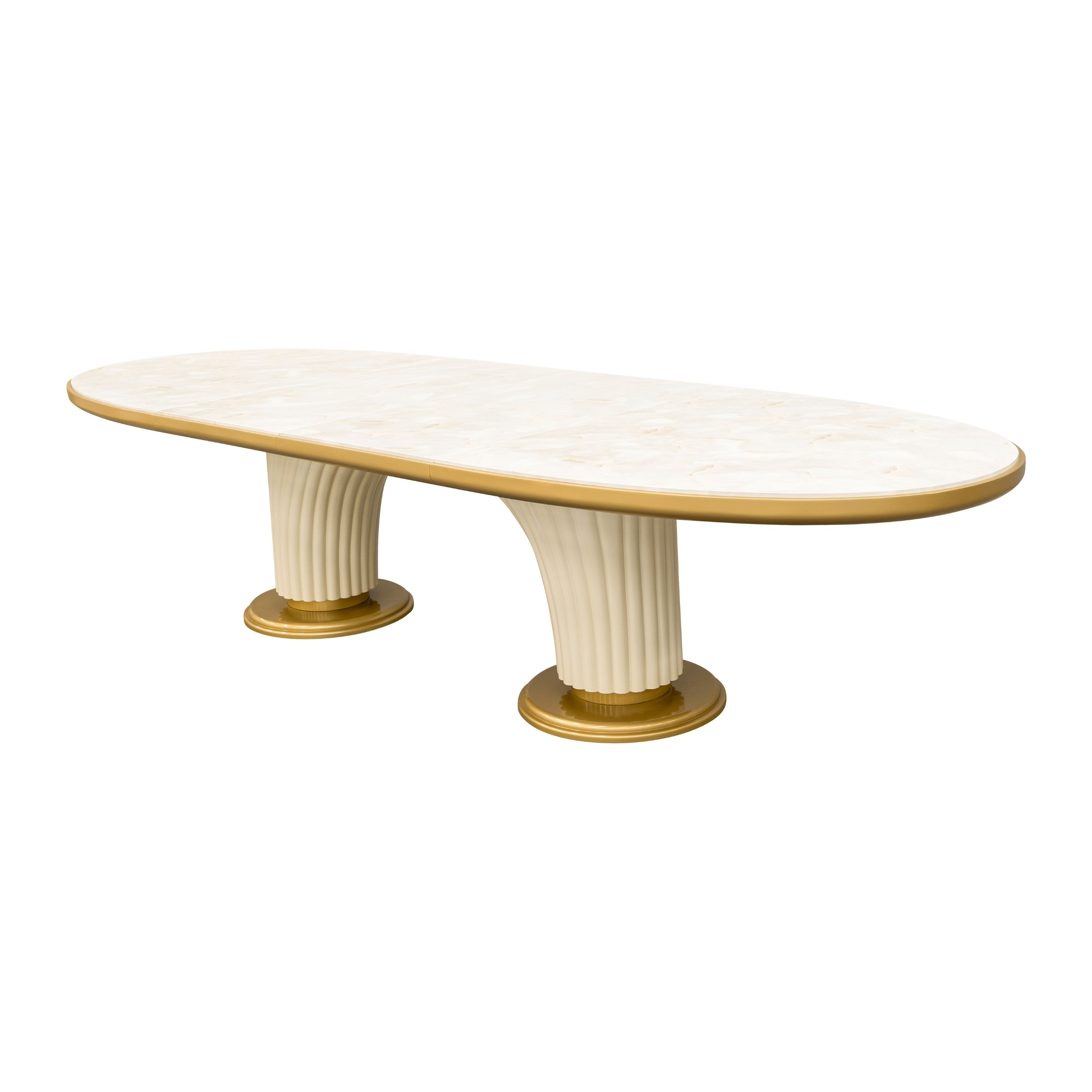 Michael Amini Scotts Square Oval Dining Table - Light Champagne