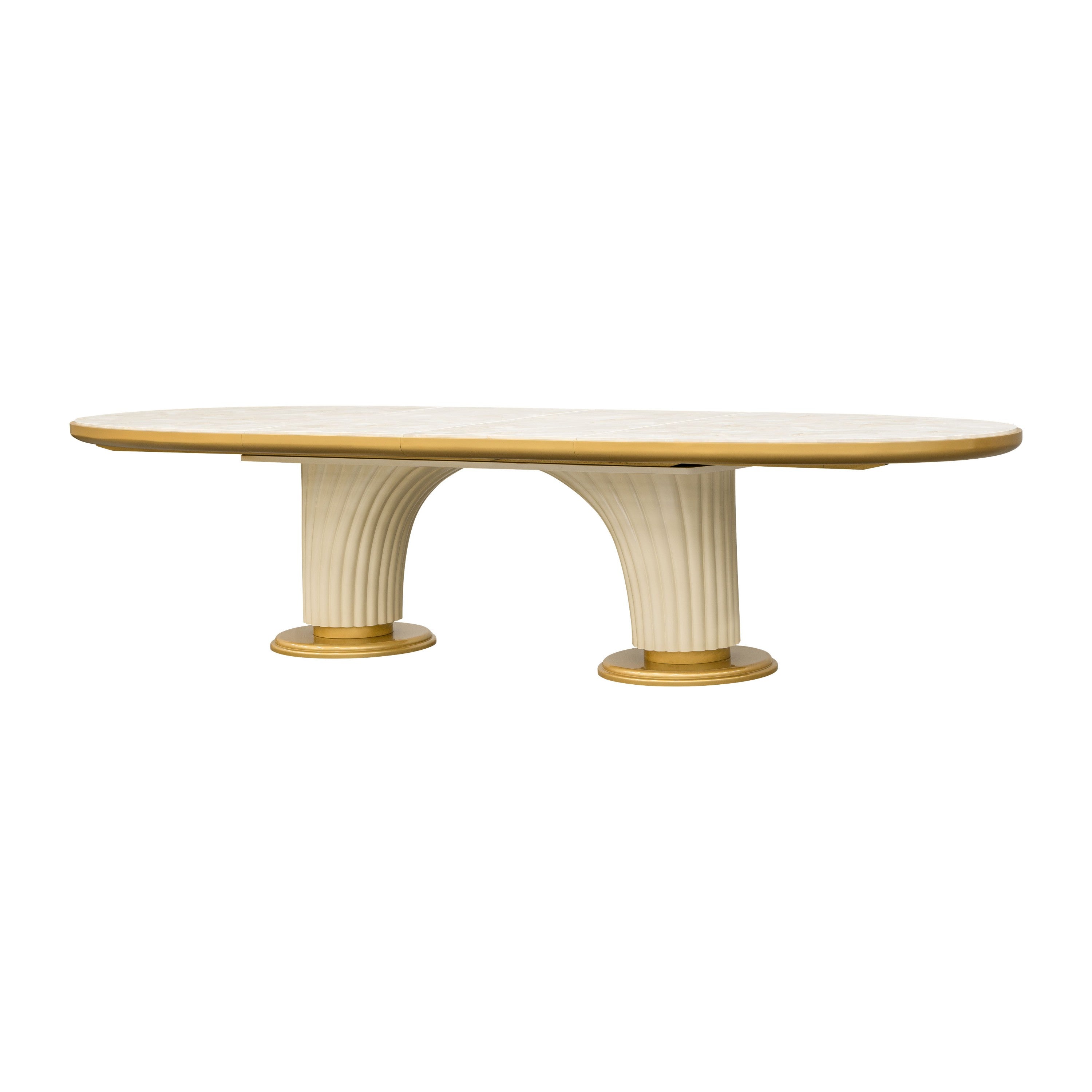 Michael Amini Scotts Square Oval Dining Table - Light Champagne