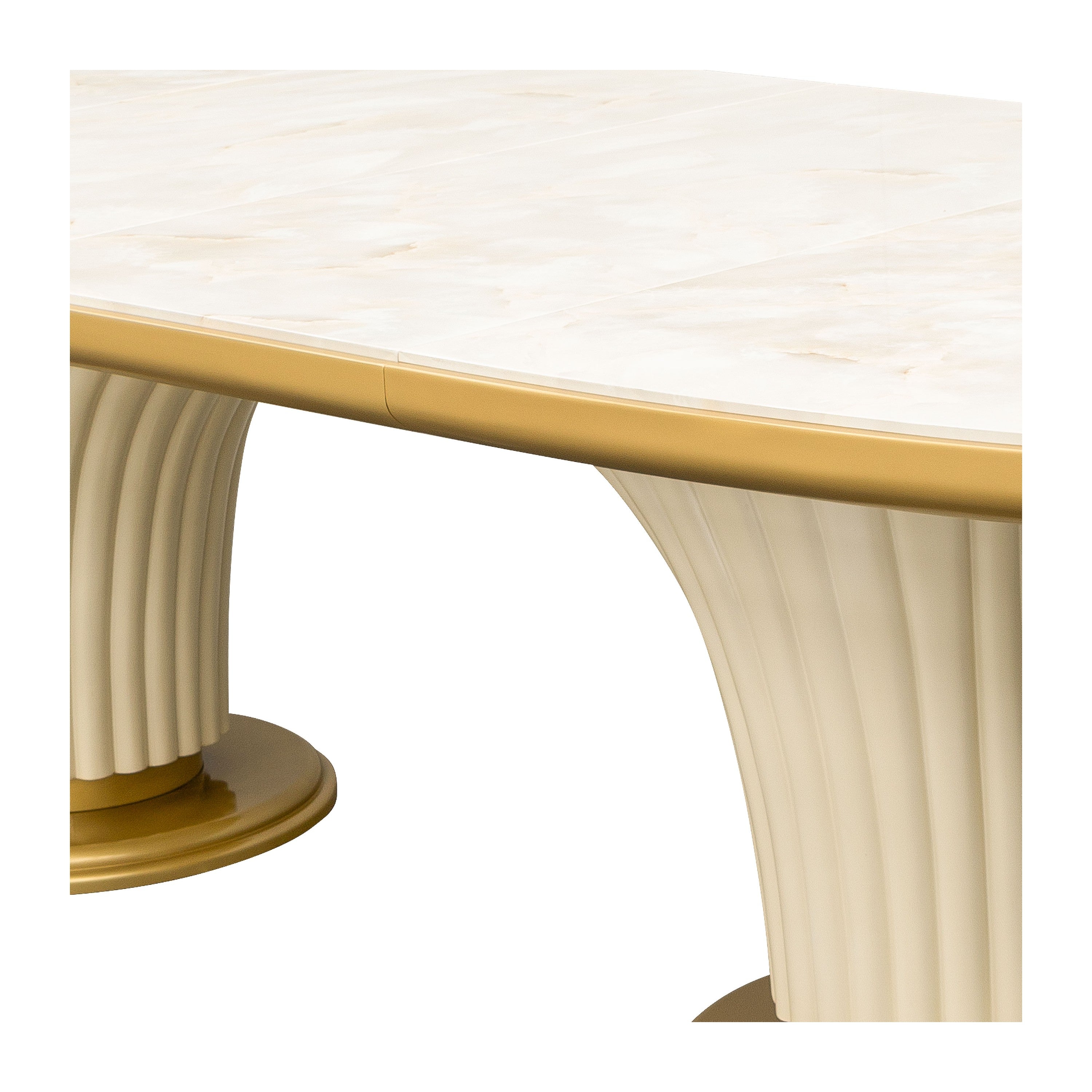 Michael Amini Scotts Square Oval Dining Table - Light Champagne
