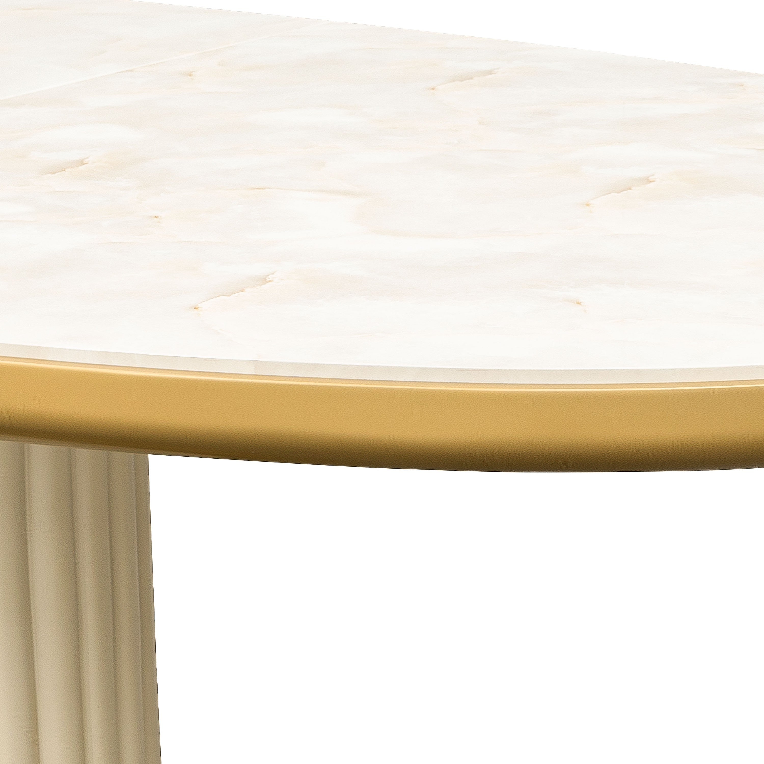 Michael Amini Scotts Square Oval Dining Table - Light Champagne