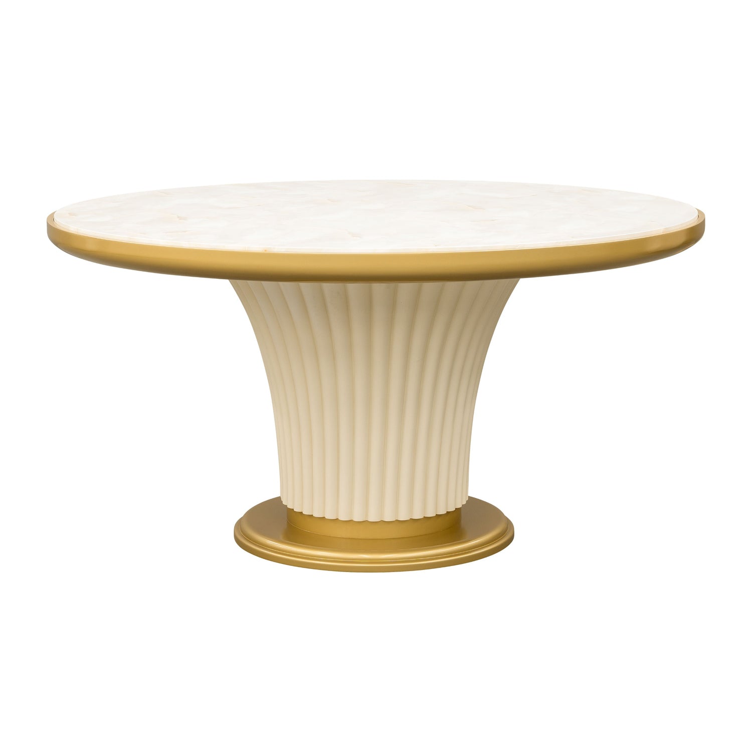 Michael Amini Scotts Square Round Dining Table - Light Champagne