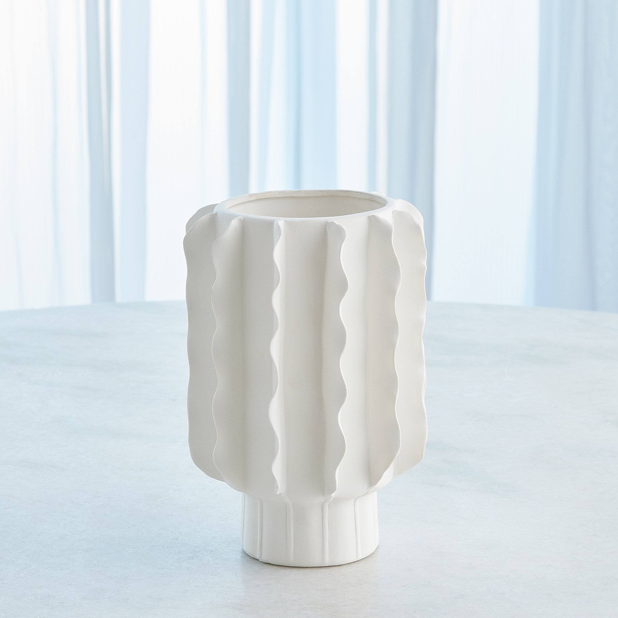 Global Views Matte White Frilled Vase