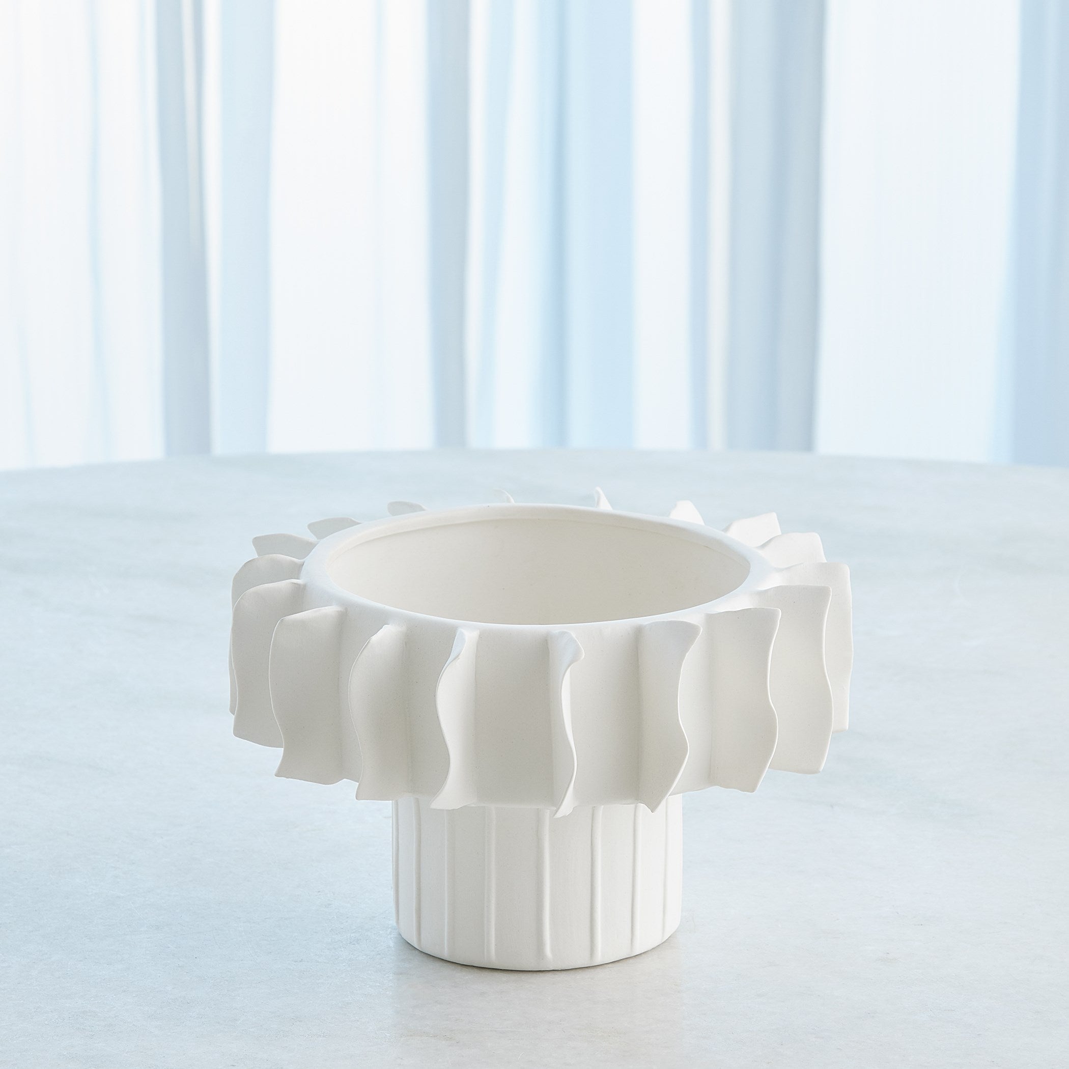 Global Views Frilled Bowl Matte White