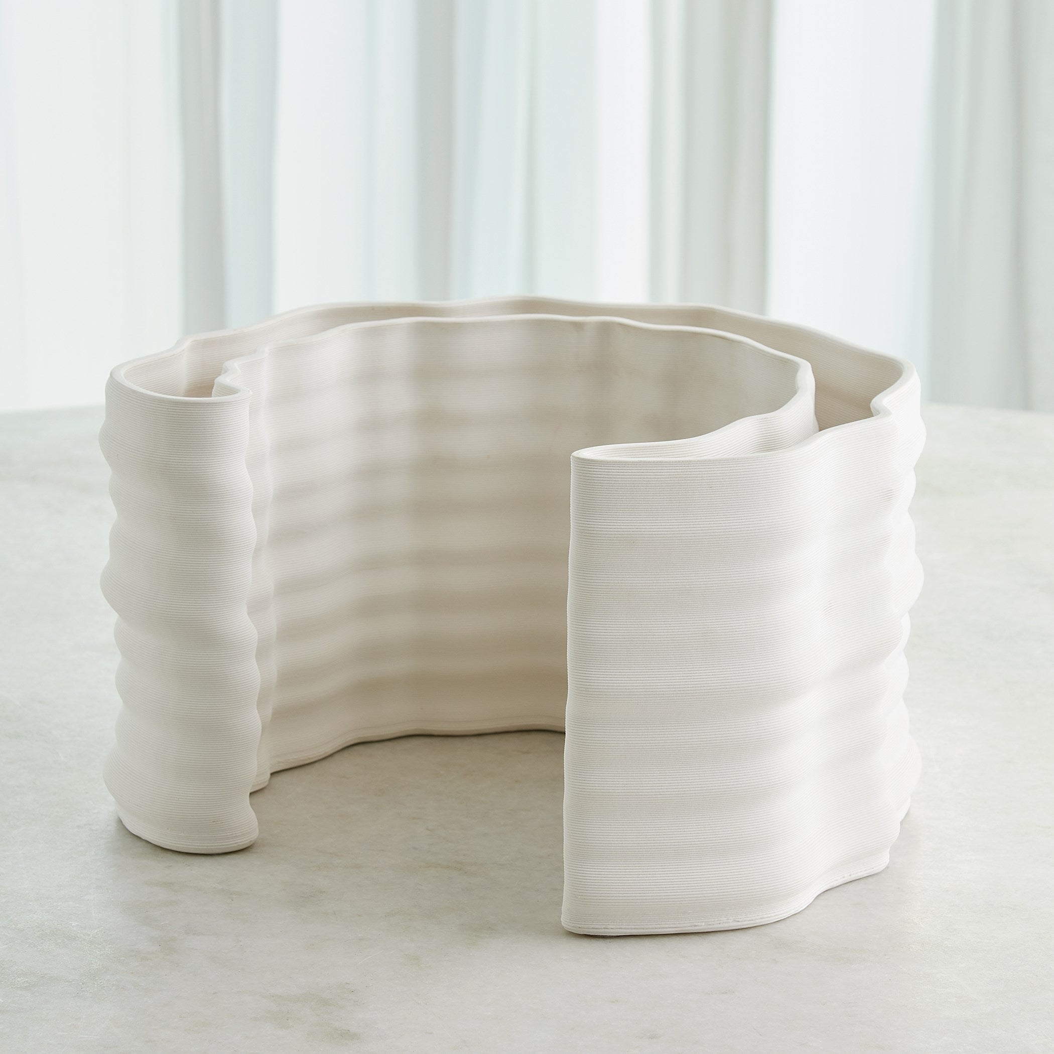 Global Views Matte White Crescent Printed Vase