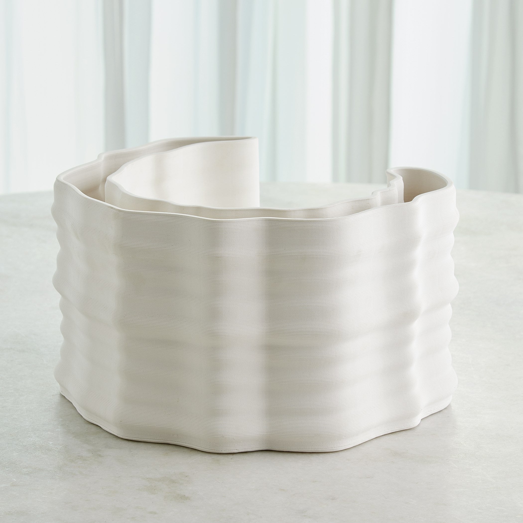 Global Views Matte White Crescent Printed Vase