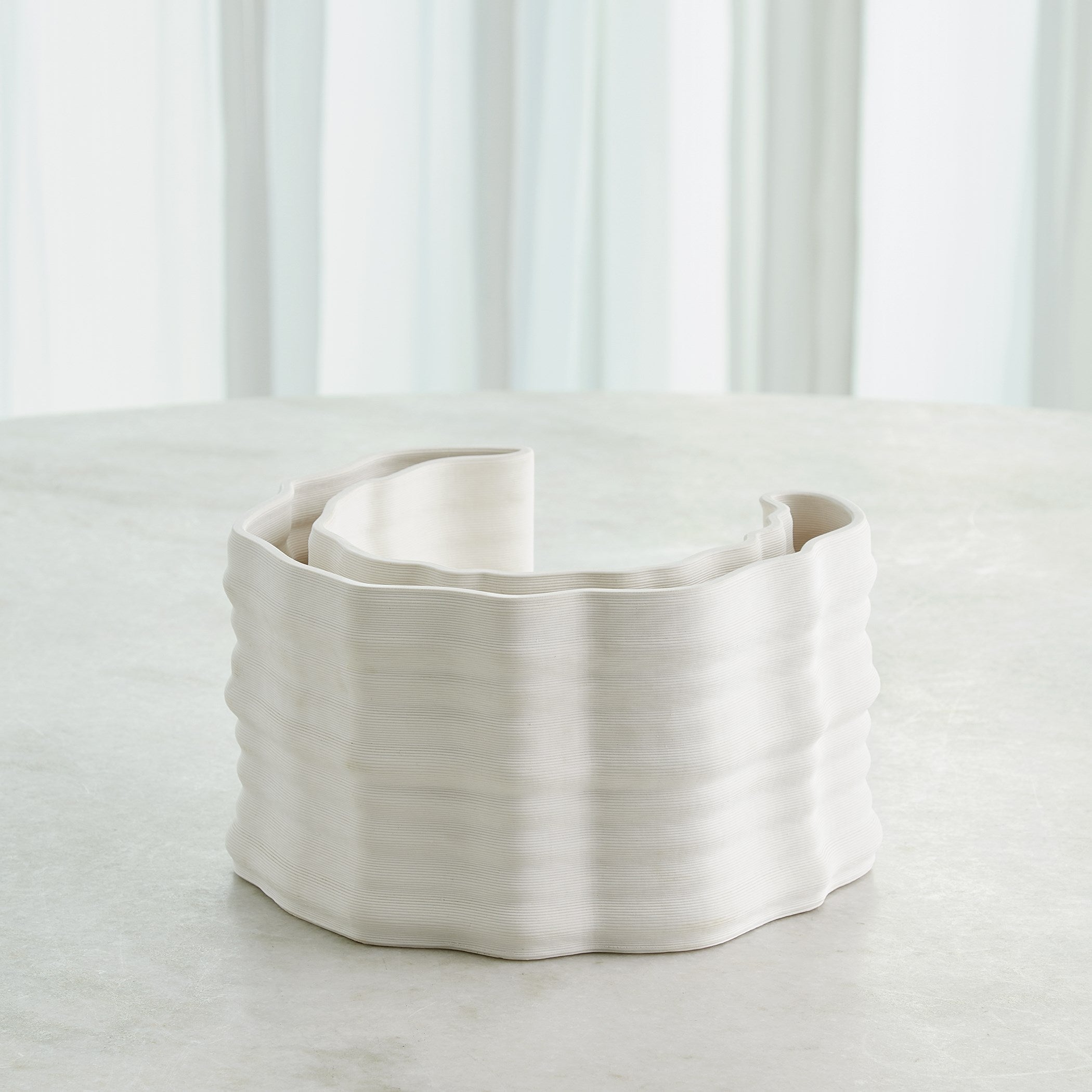 Global Views Matte White Crescent Printed Vase