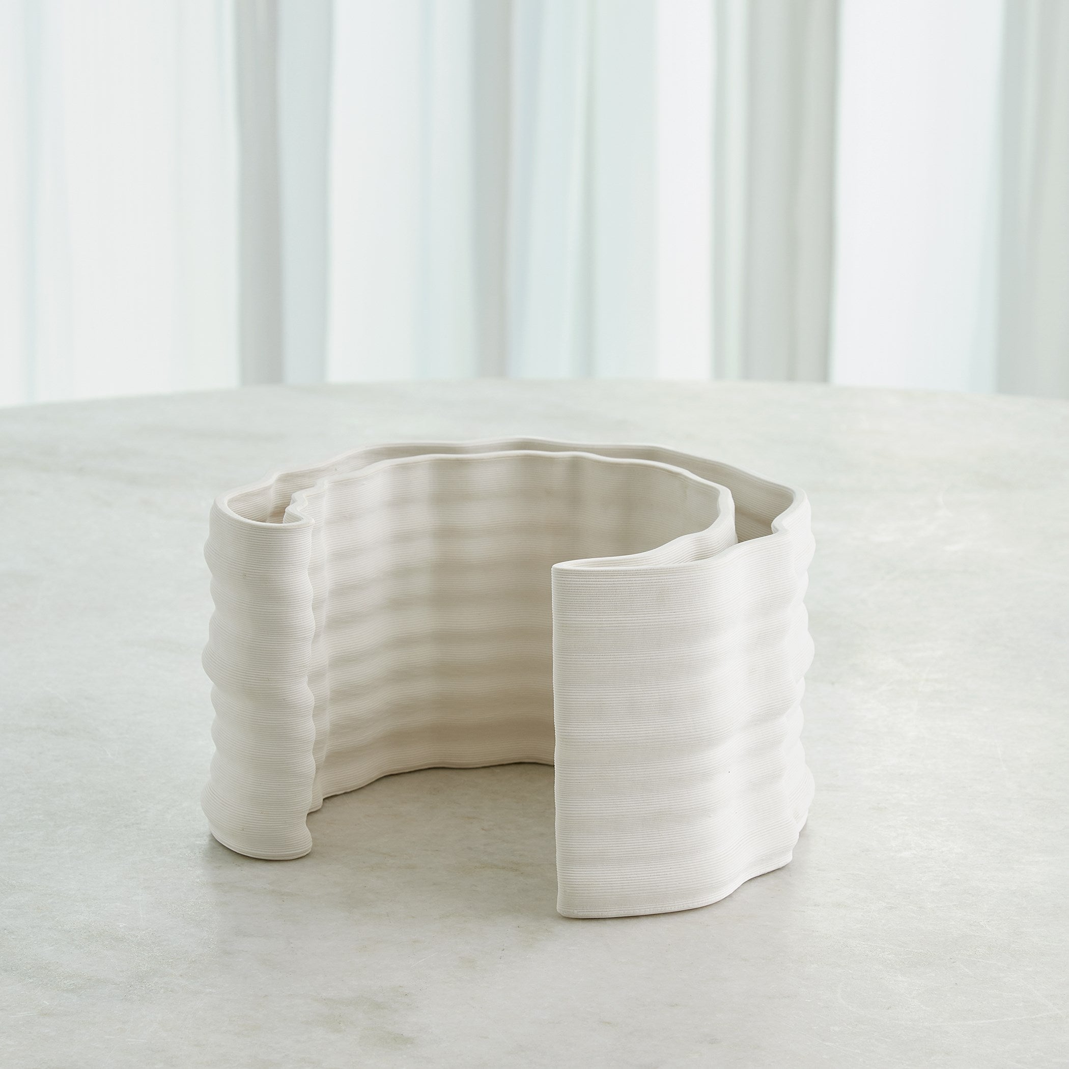 Global Views Matte White Crescent Printed Vase