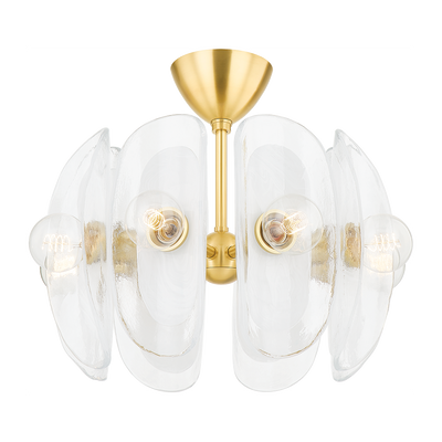 Hudson Valley Lighting Hilo 8 Light 22 inch Aged Brass Semi Flush Ceiling Light