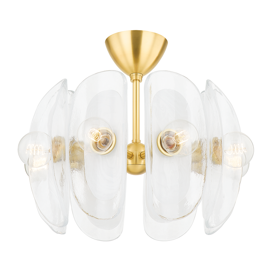 Hudson Valley Lighting Hilo 8 Light 22 inch Aged Brass Semi Flush Ceiling Light