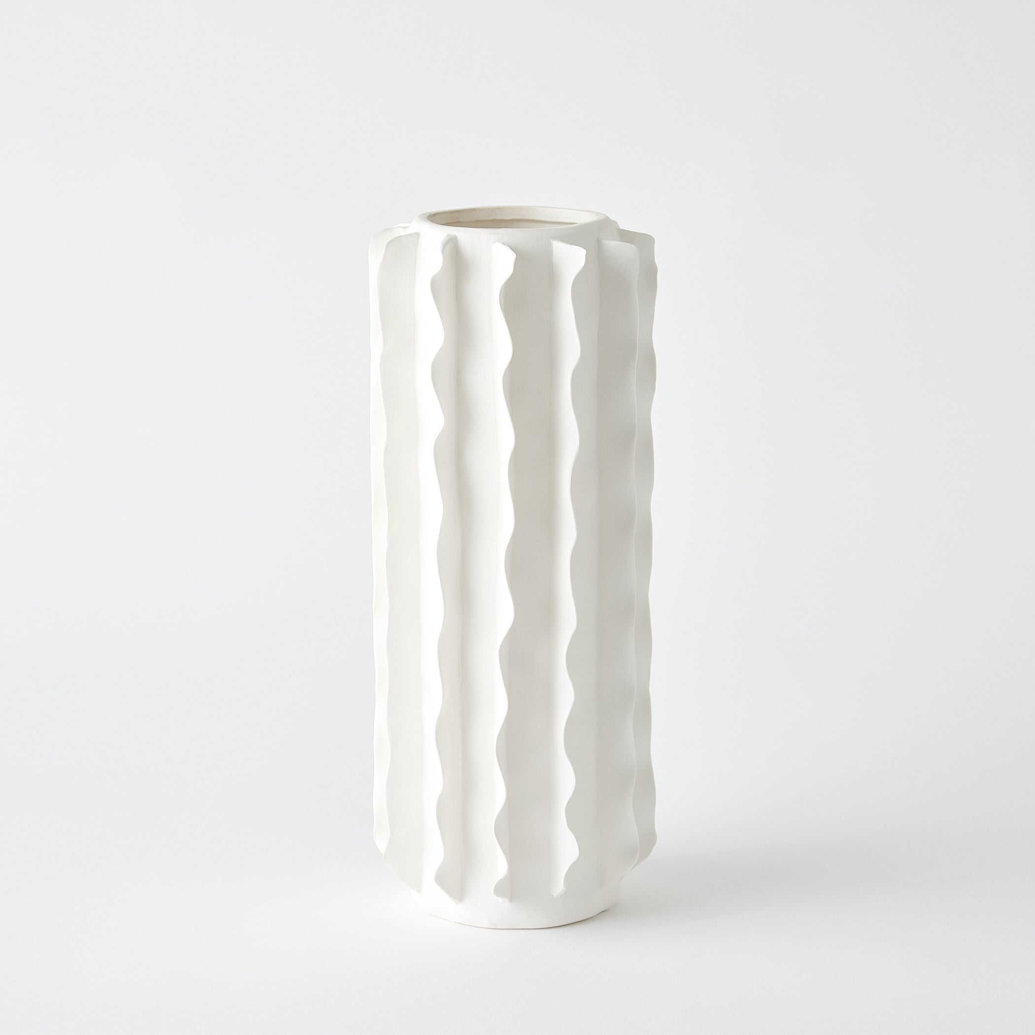 Global Views Matte White Frilled Vase