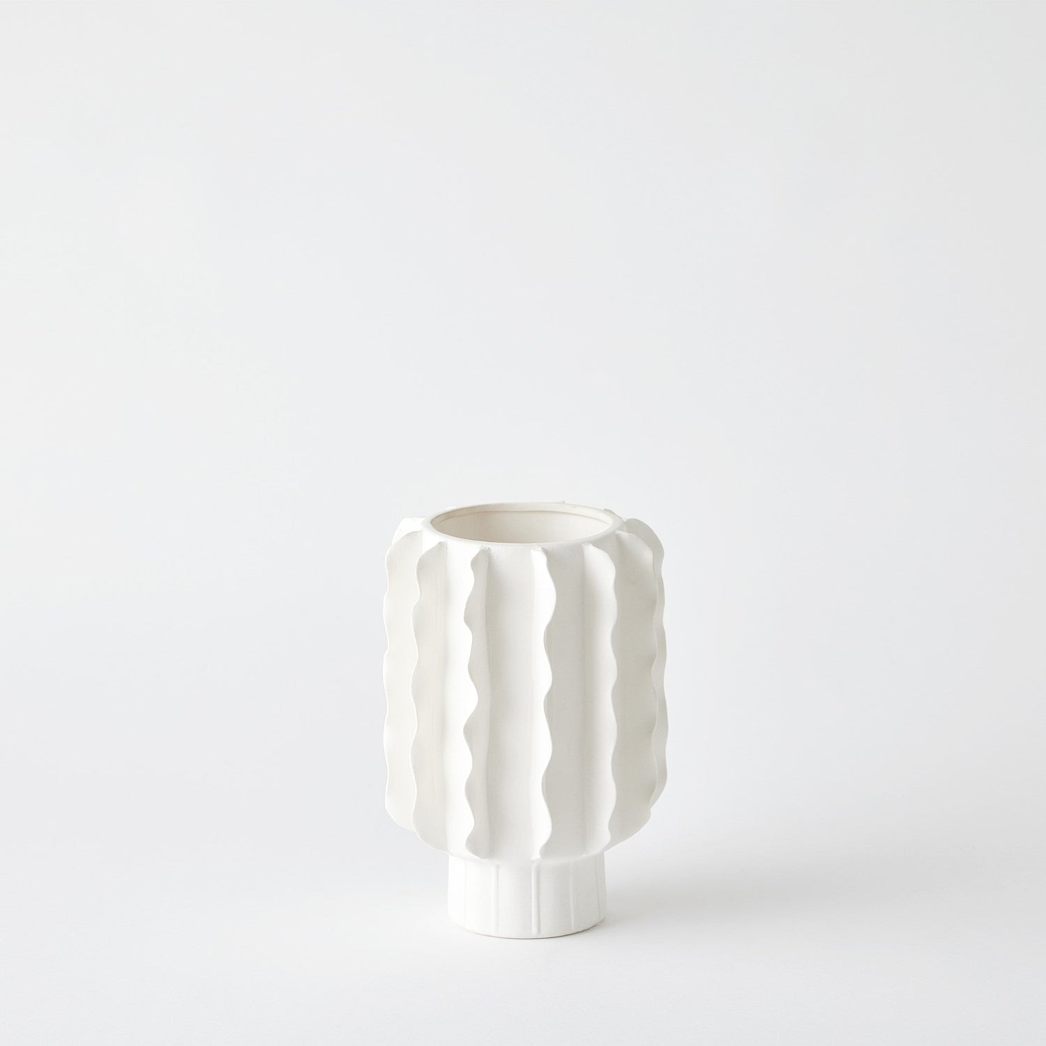 Global Views Matte White Frilled Vase
