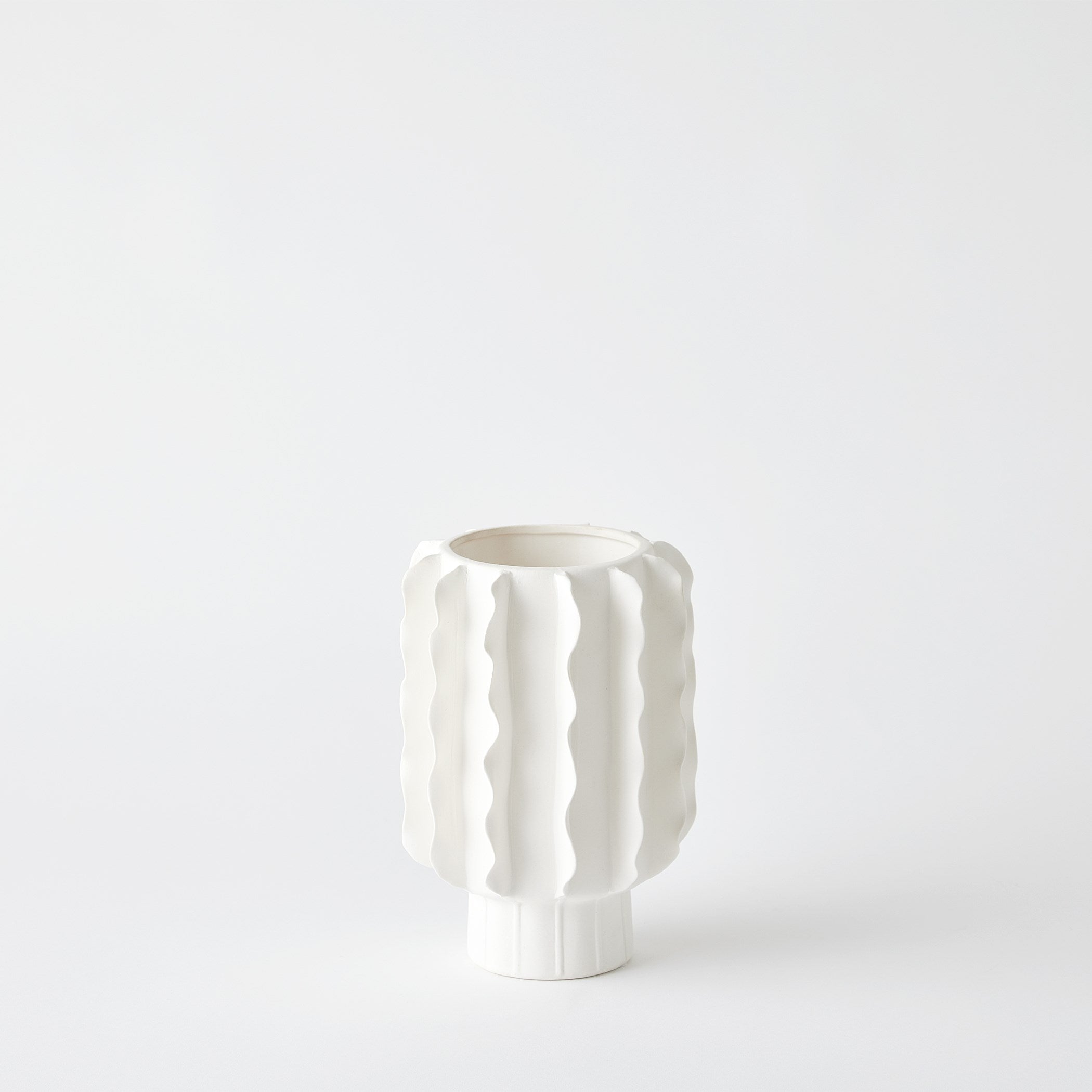 Global Views Matte White Frilled Vase