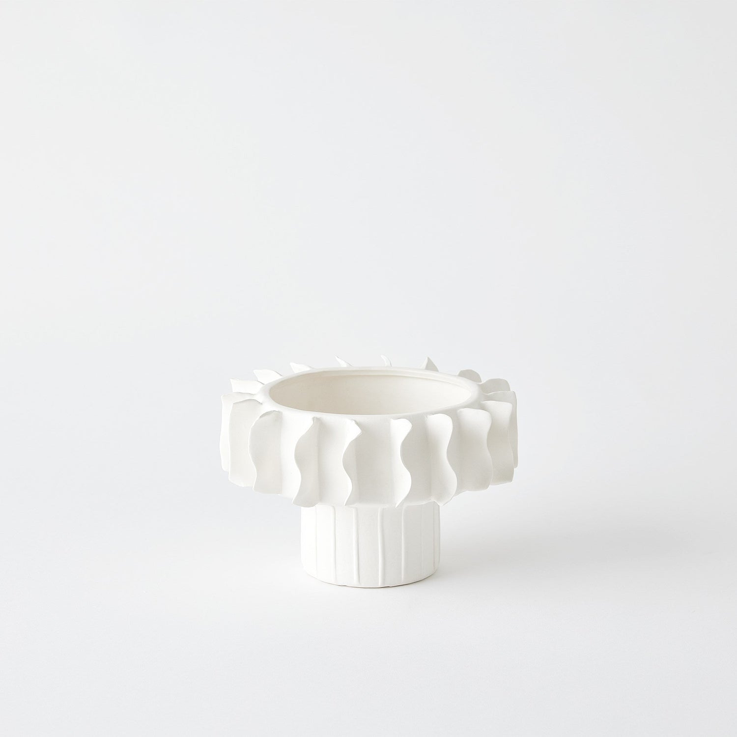 Global Views Frilled Bowl Matte White