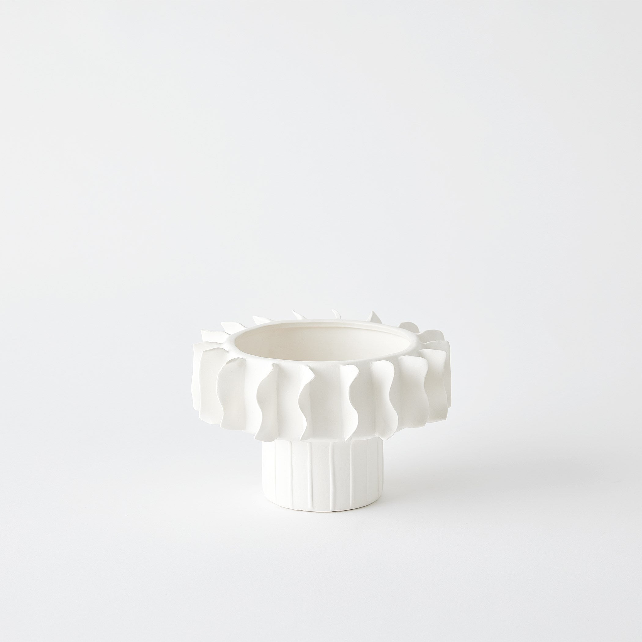 Global Views Frilled Bowl Matte White