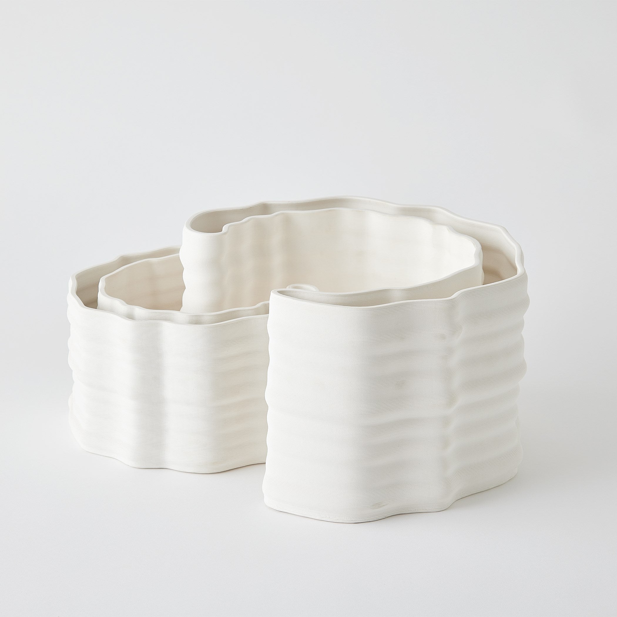Global Views Matte White Crescent Printed Vase