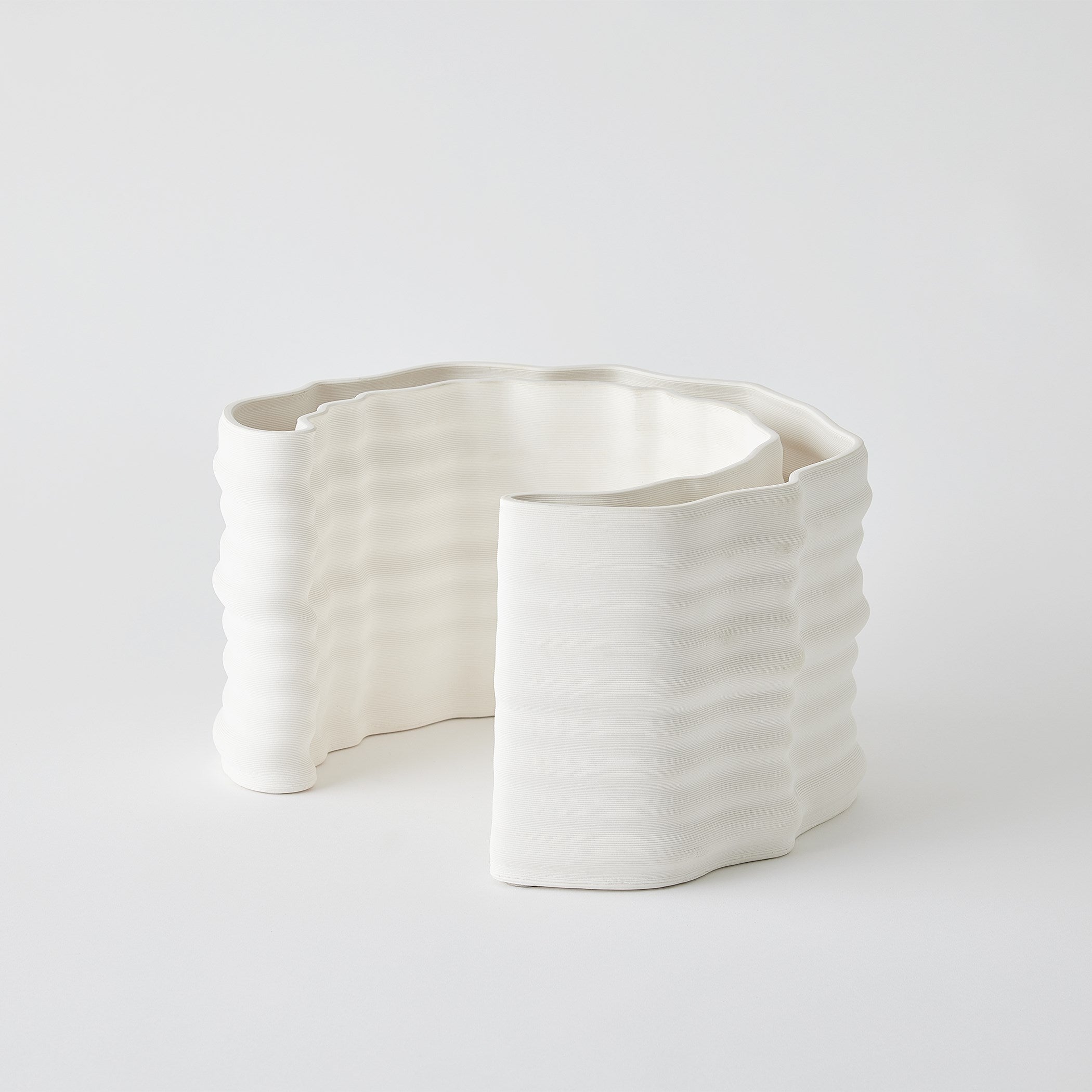 Global Views Matte White Crescent Printed Vase