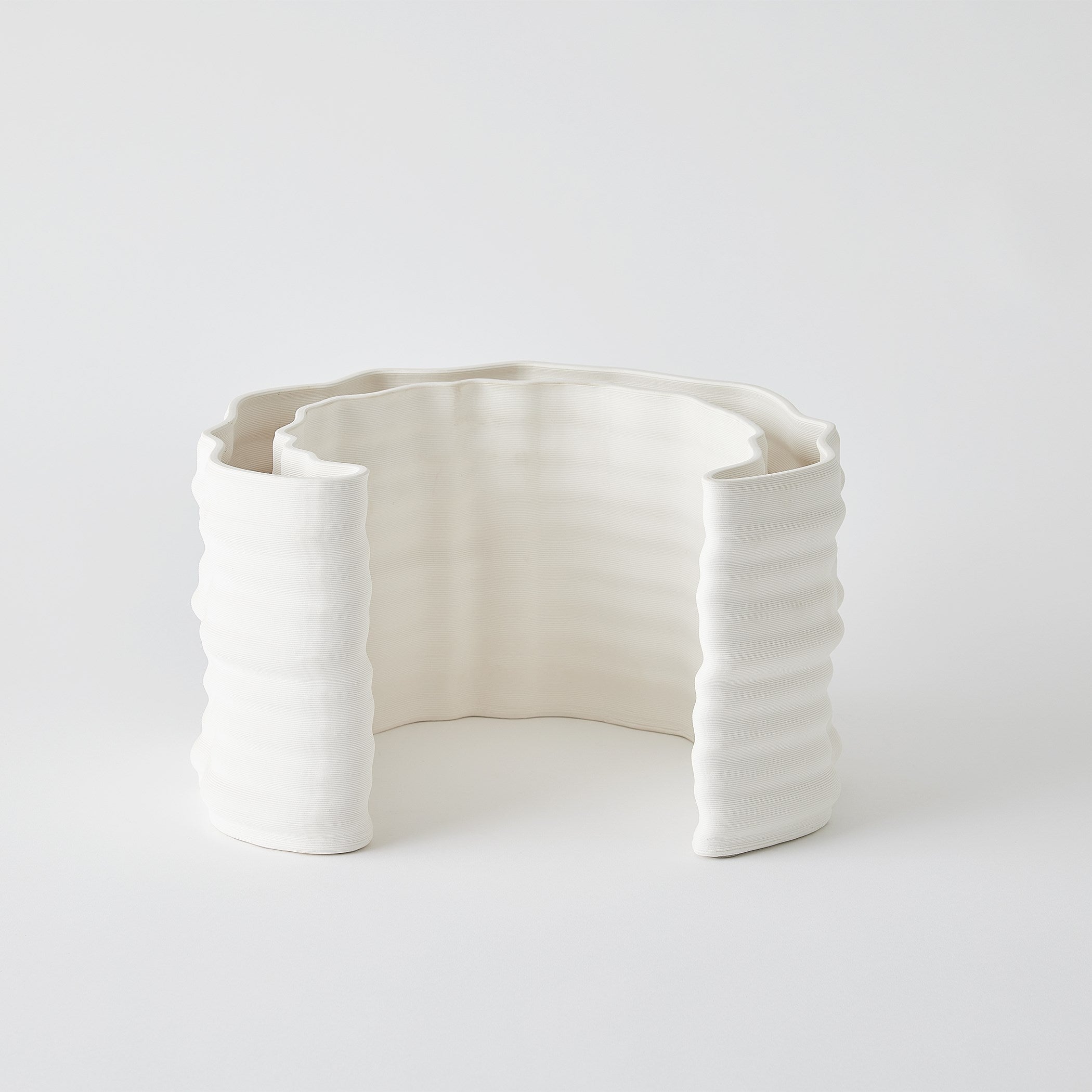 Global Views Matte White Crescent Printed Vase