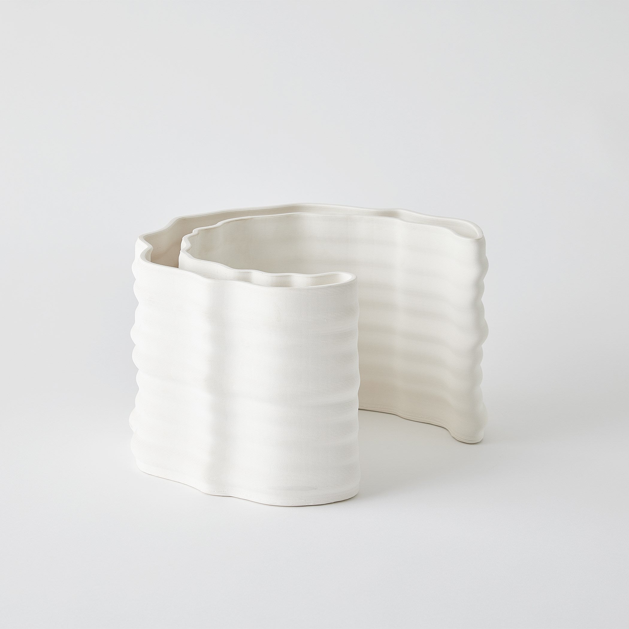 Global Views Matte White Crescent Printed Vase