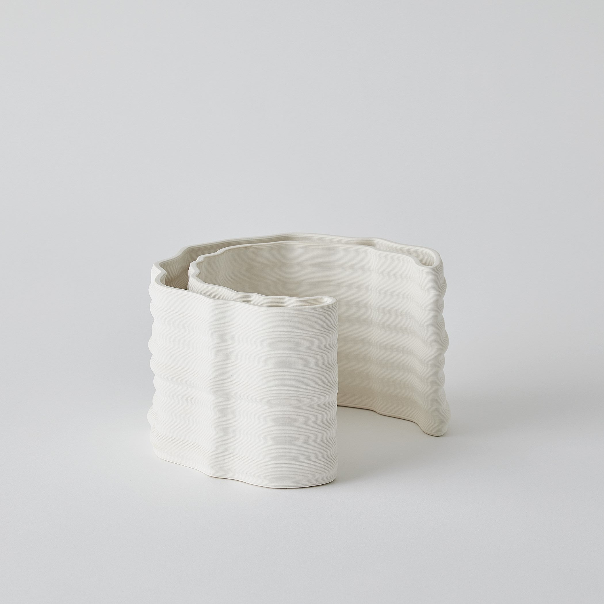 Global Views Matte White Crescent Printed Vase