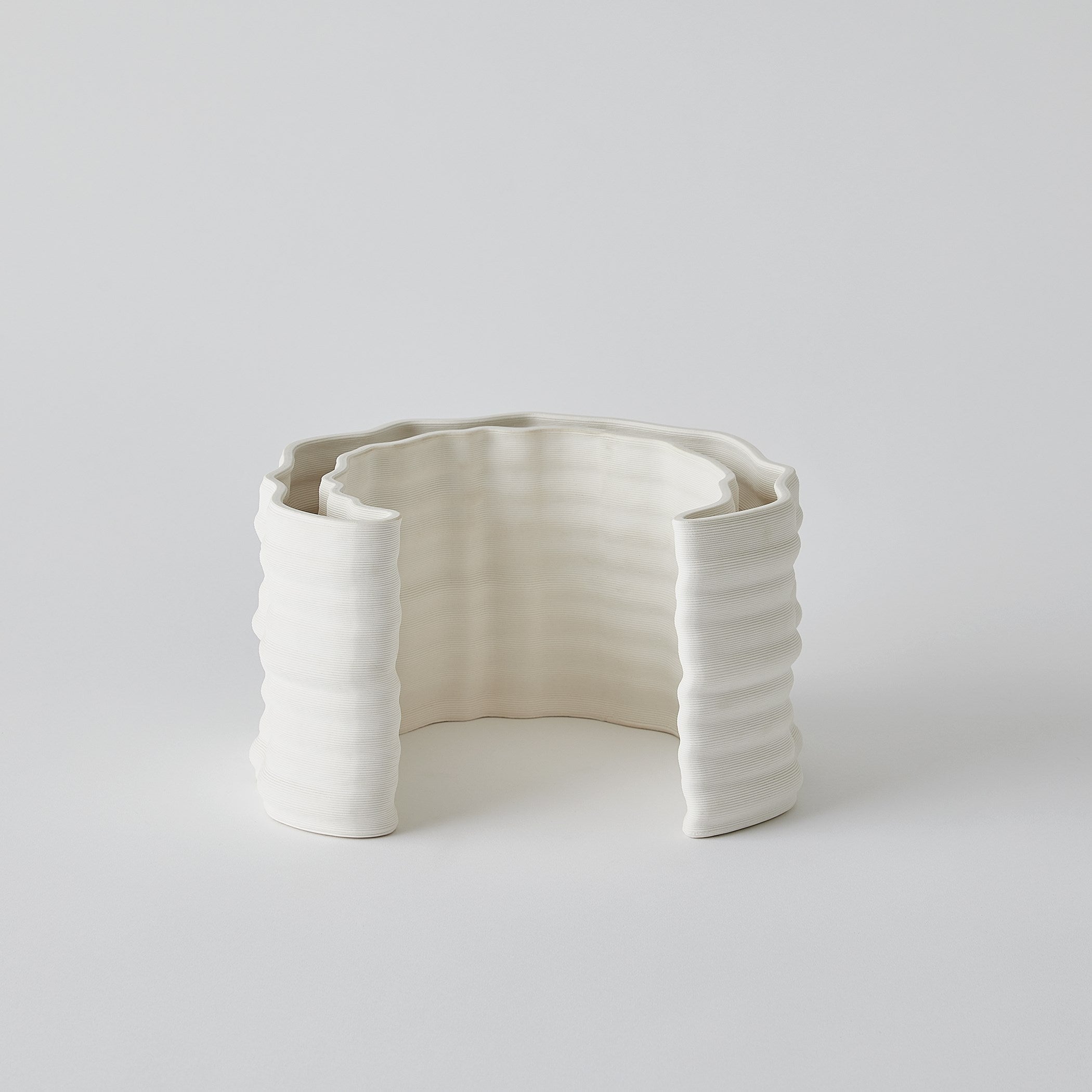Global Views Matte White Crescent Printed Vase