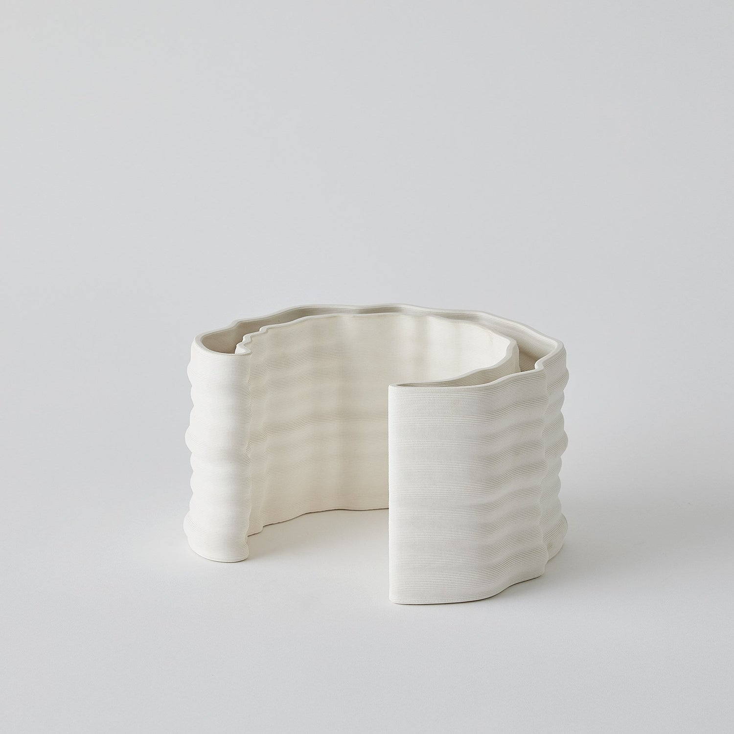 Global Views Matte White Crescent Printed Vase