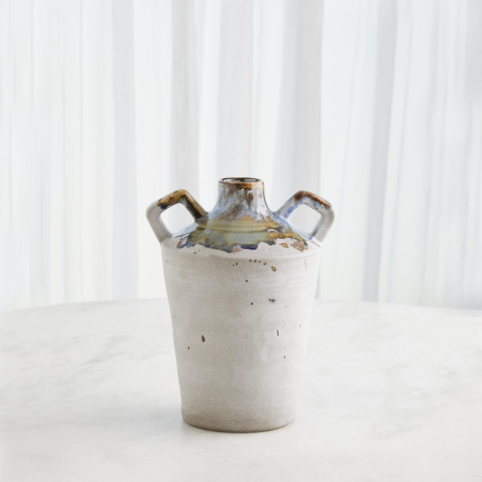 Global Views Volcan Grey Reactive Green Handled Jars
