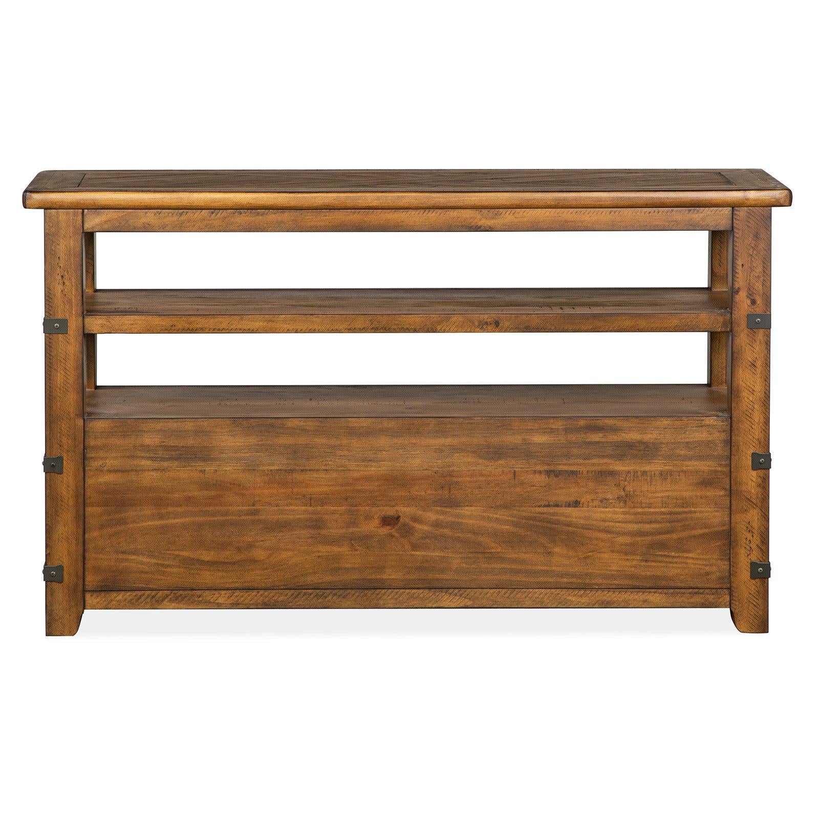 Magnussen Home Chesterfield Farmhouse Timber Rectangular Sofa Table