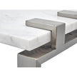 Magnussen Home Paradox Pearl White And Roasted Almond And Brushed Platinum Rectangular Accent Table