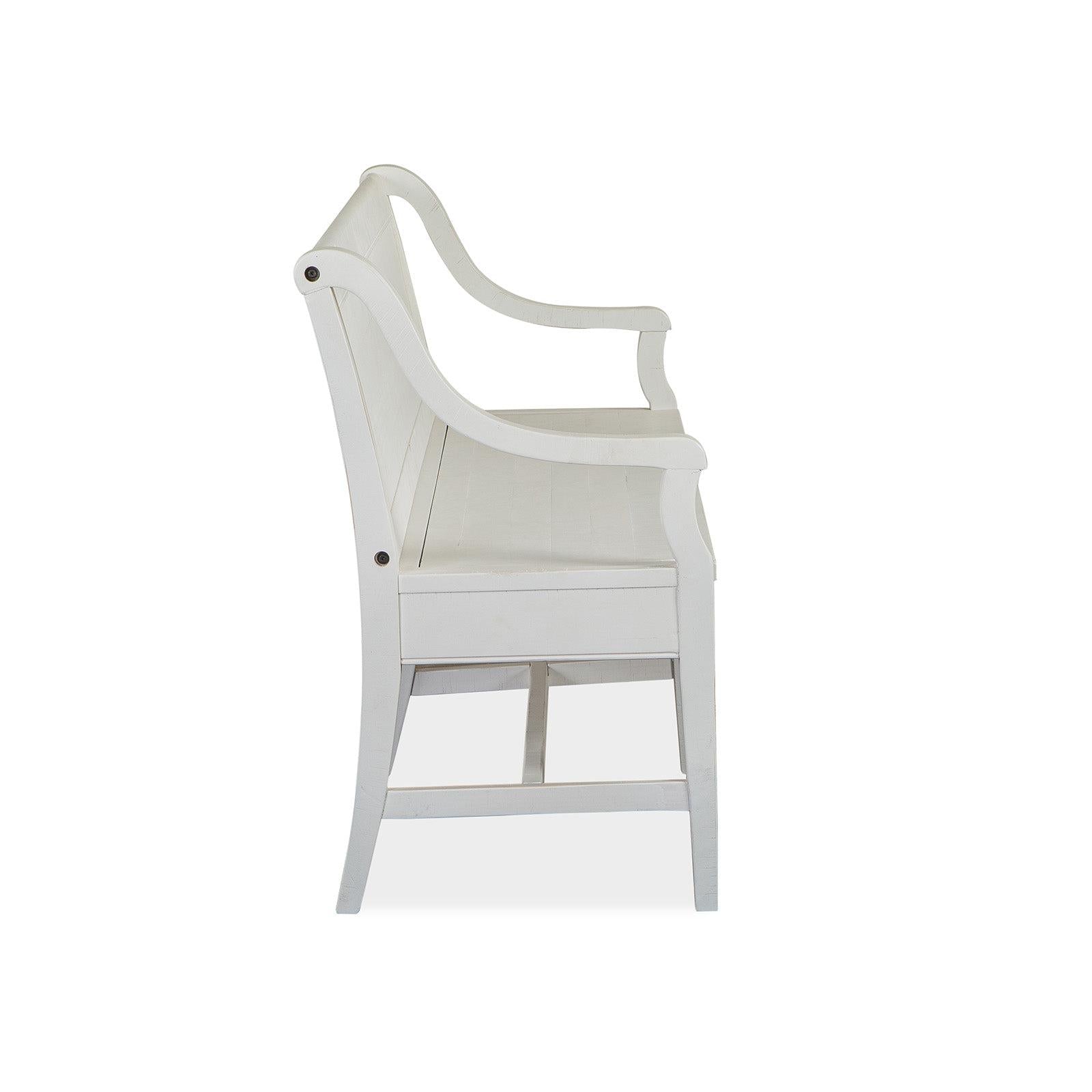 Magnussen Home Heron Cove Chalk White And Dovetail Grey Bench With Back