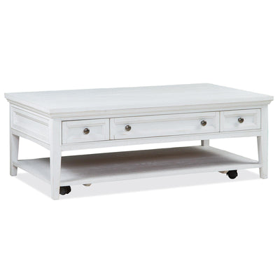 Magnussen Home Heron Cove Chalk White Rectangular Cocktail Table With Casters