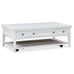Magnussen Home Heron Cove Chalk White Rectangular Cocktail Table With Casters
