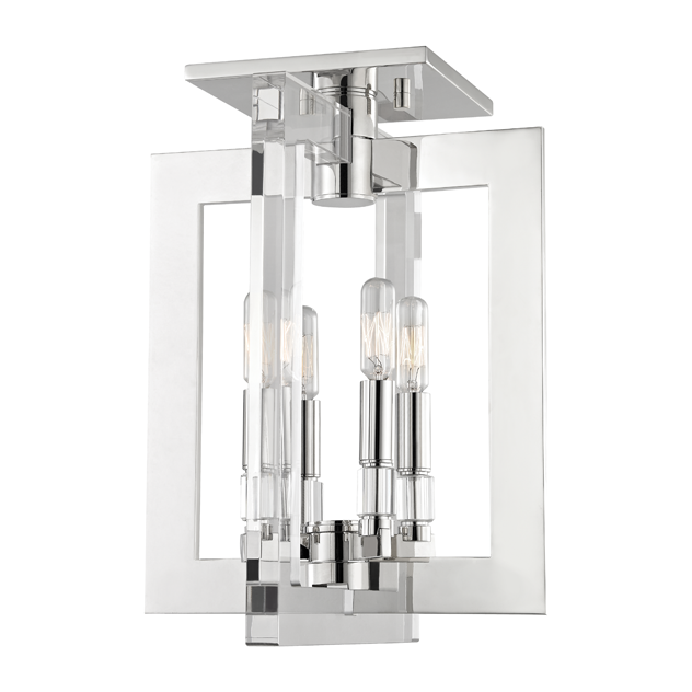 Hudson Valley Lighting Wellington 4 Light 12 inch Polished Nickel Semi Flush Ceiling Light Clearance