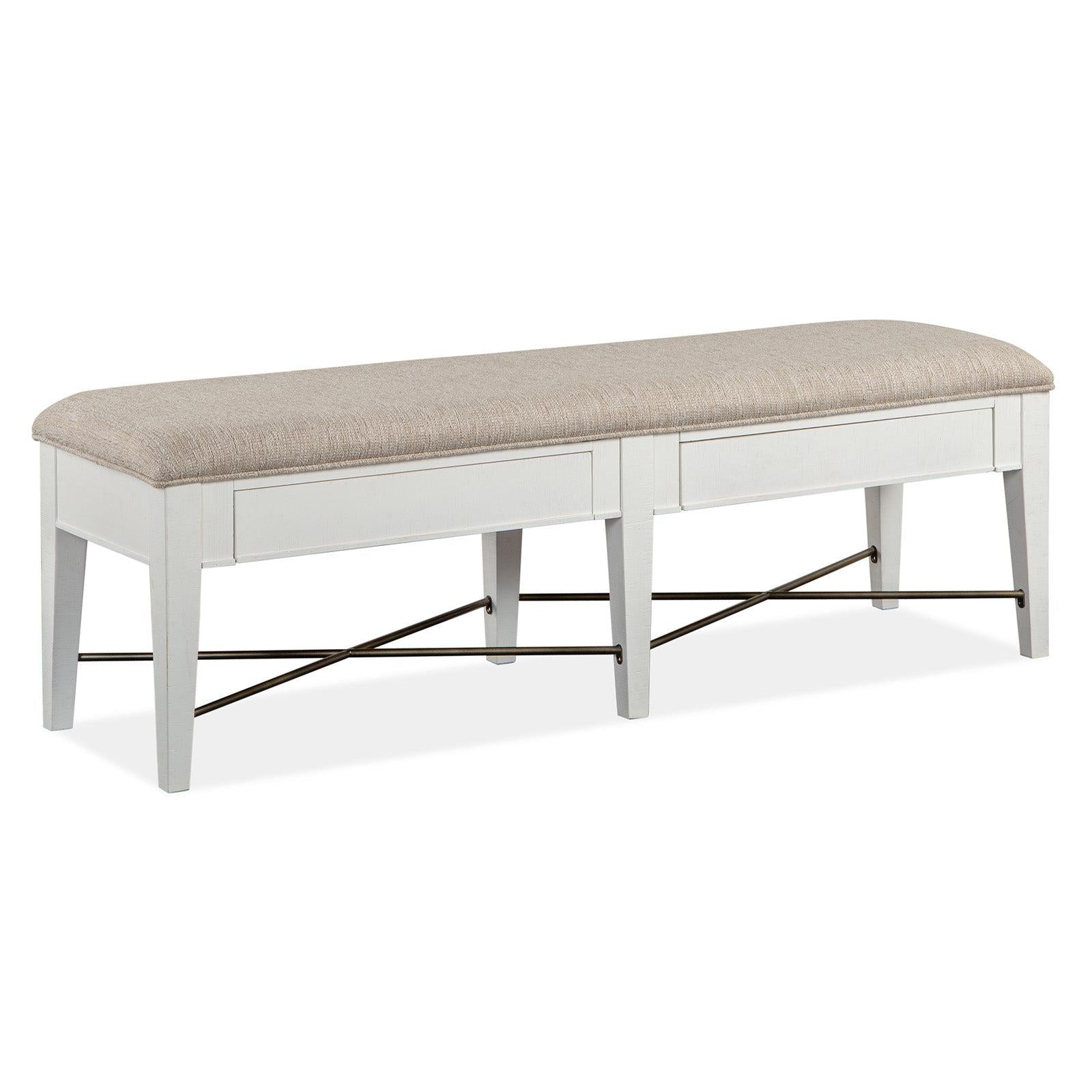 Magnussen Home Heron Cove Chalk White And Dovetail Grey Upholstered Bench