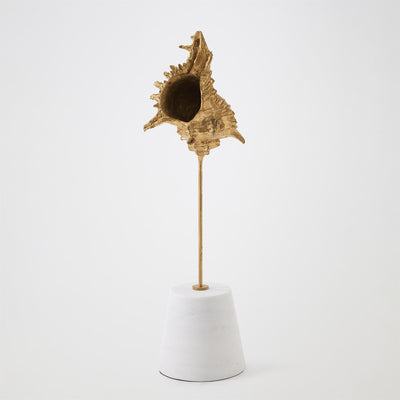 Global Views Gold Leaf Shells on Marble Miter