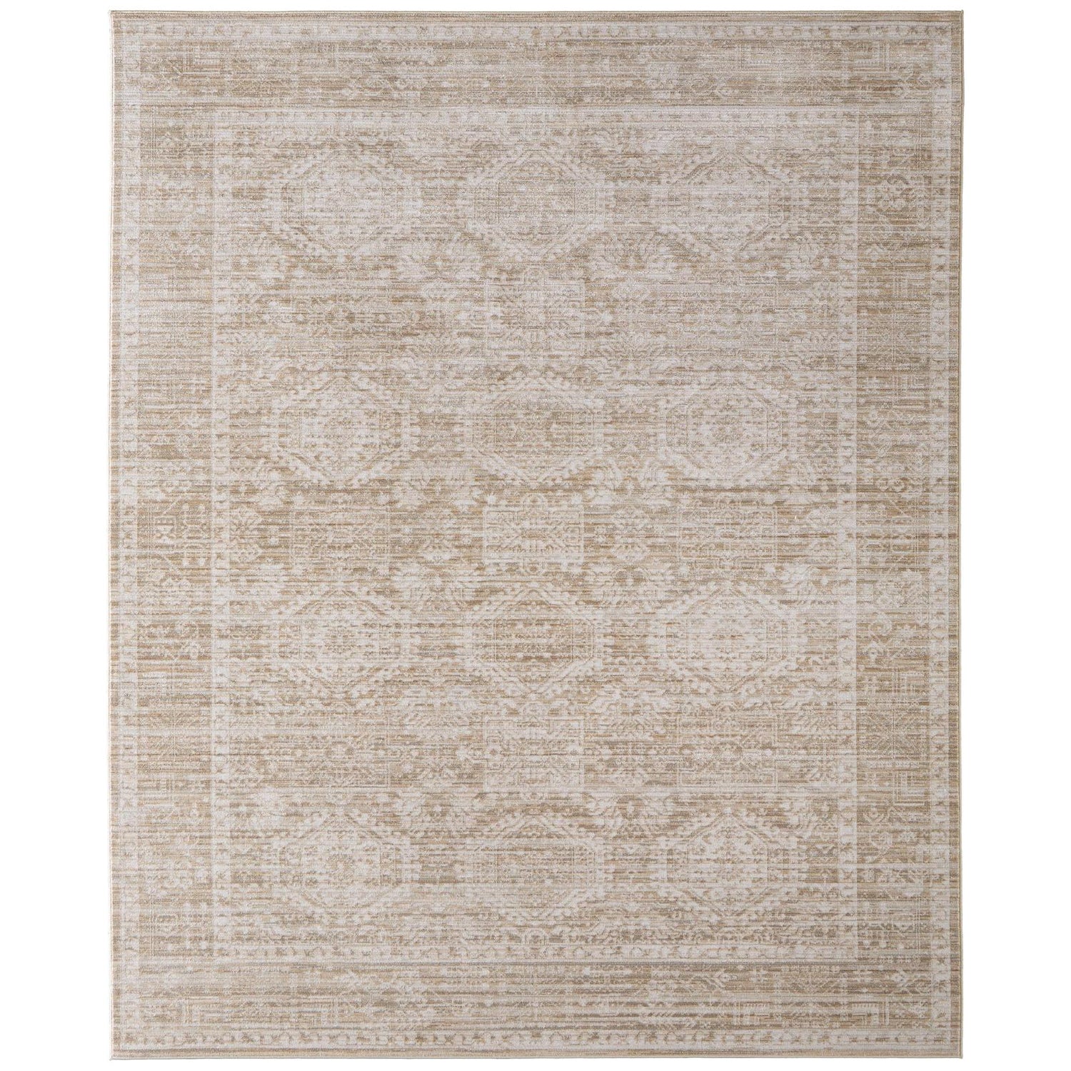 Feizy Augustine 39TUF Traditional Medallion, Tan/Ivory, Rug