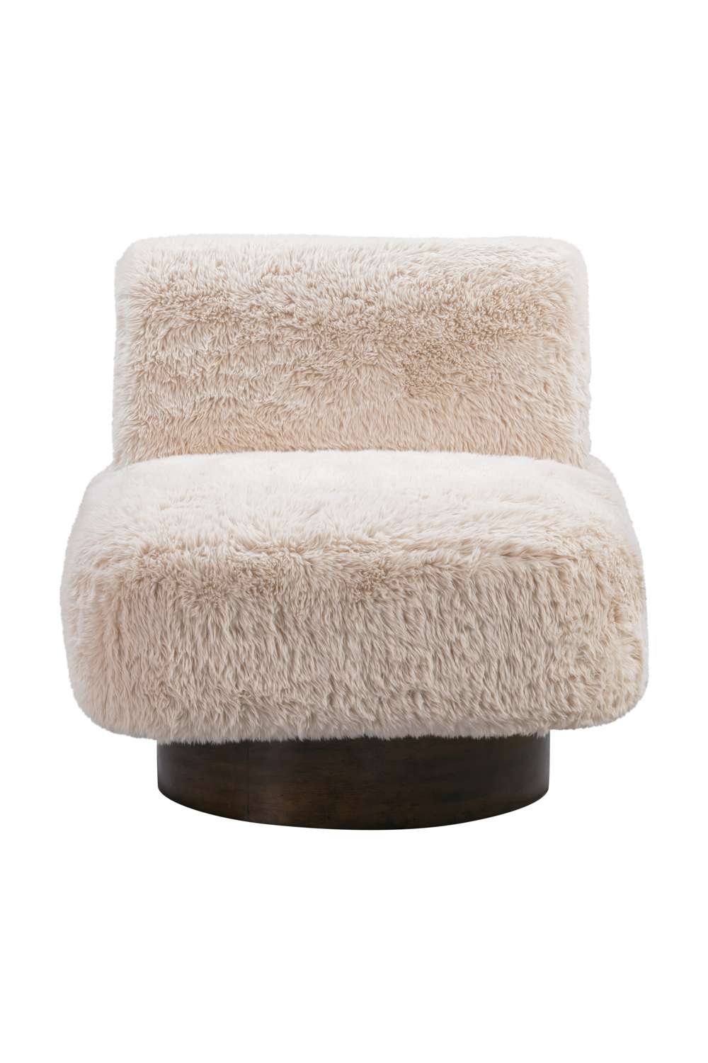 Bassett Mirror Amaya 29" Sandy Beige Faux Fur Swivel Accent Chair