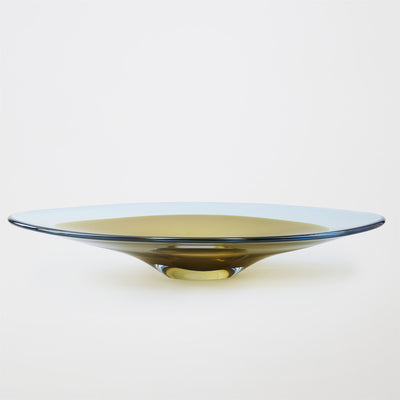 Global Views Topaz Blue Oval Disc Bowl