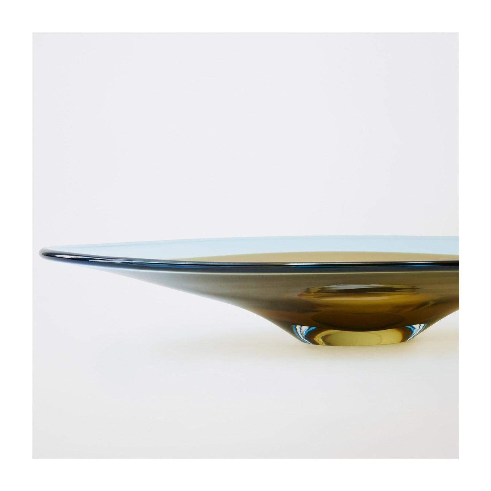Global Views Topaz Blue Oval Disc Bowl