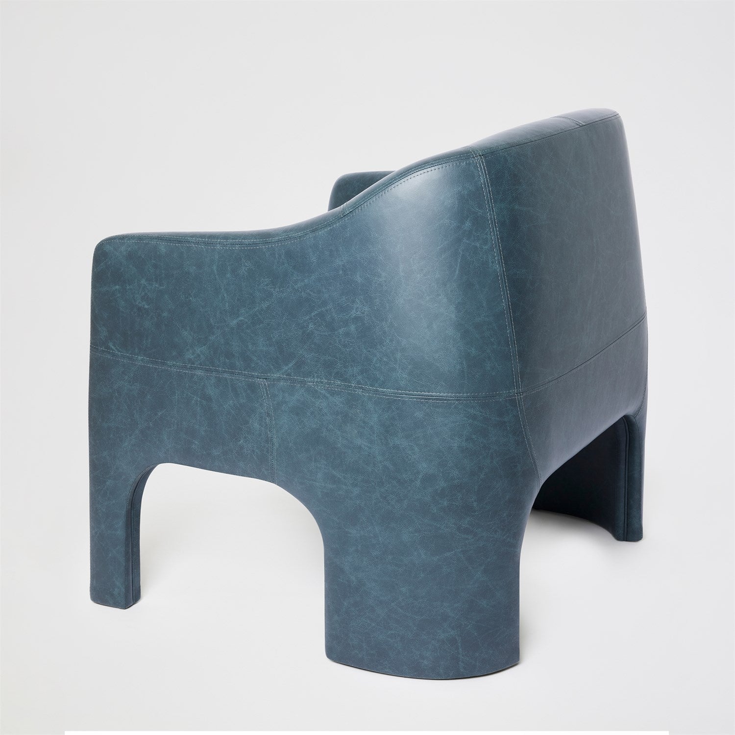 Global Views Navy Leather Bradford Chair