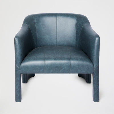 Global Views Navy Leather Bradford Chair