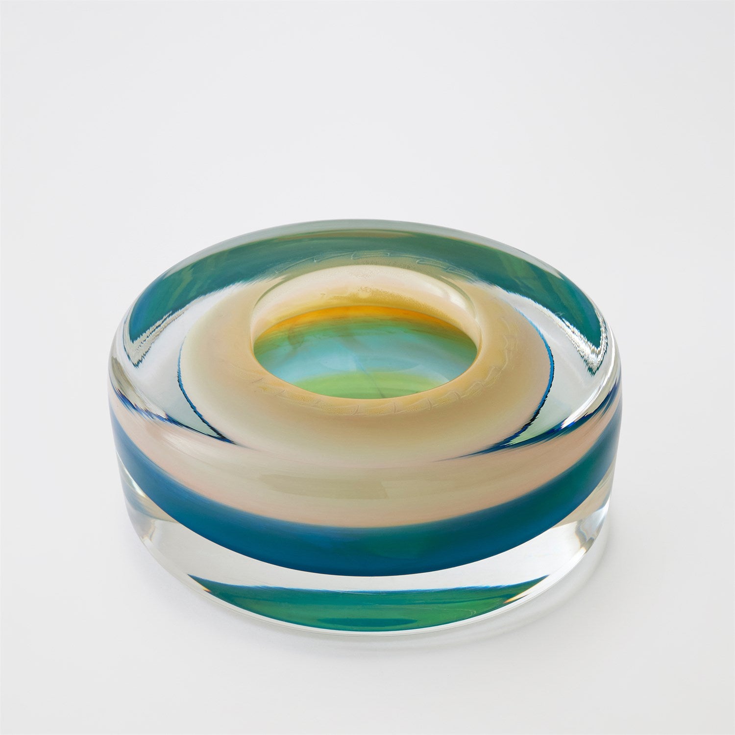 Global Views Blue Thick Cylinder Bowl