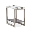 Magnussen Home Paradox Pearl White And Roasted Almond And Brushed Platinum Rectangular Accent Table