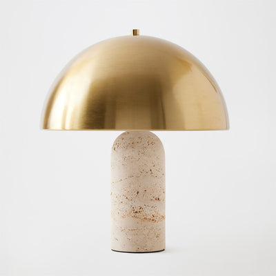 Global Views Travertine/Brass Dome Table Lamp
