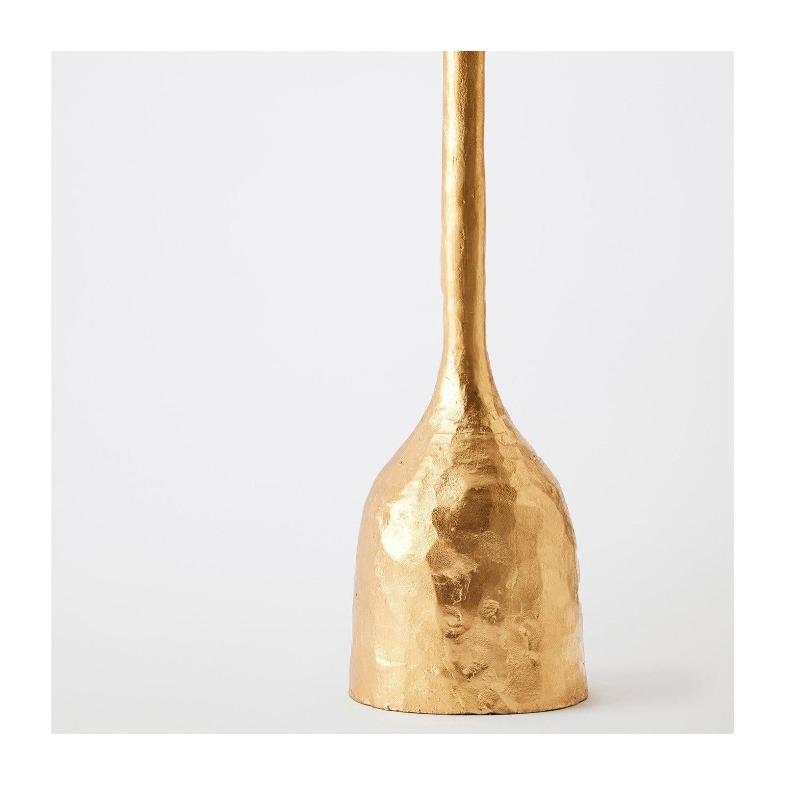 Global Views Gold Leaf Forged Pillar Candle Holder