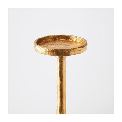 Global Views Gold Leaf Forged Pillar Candle Holder