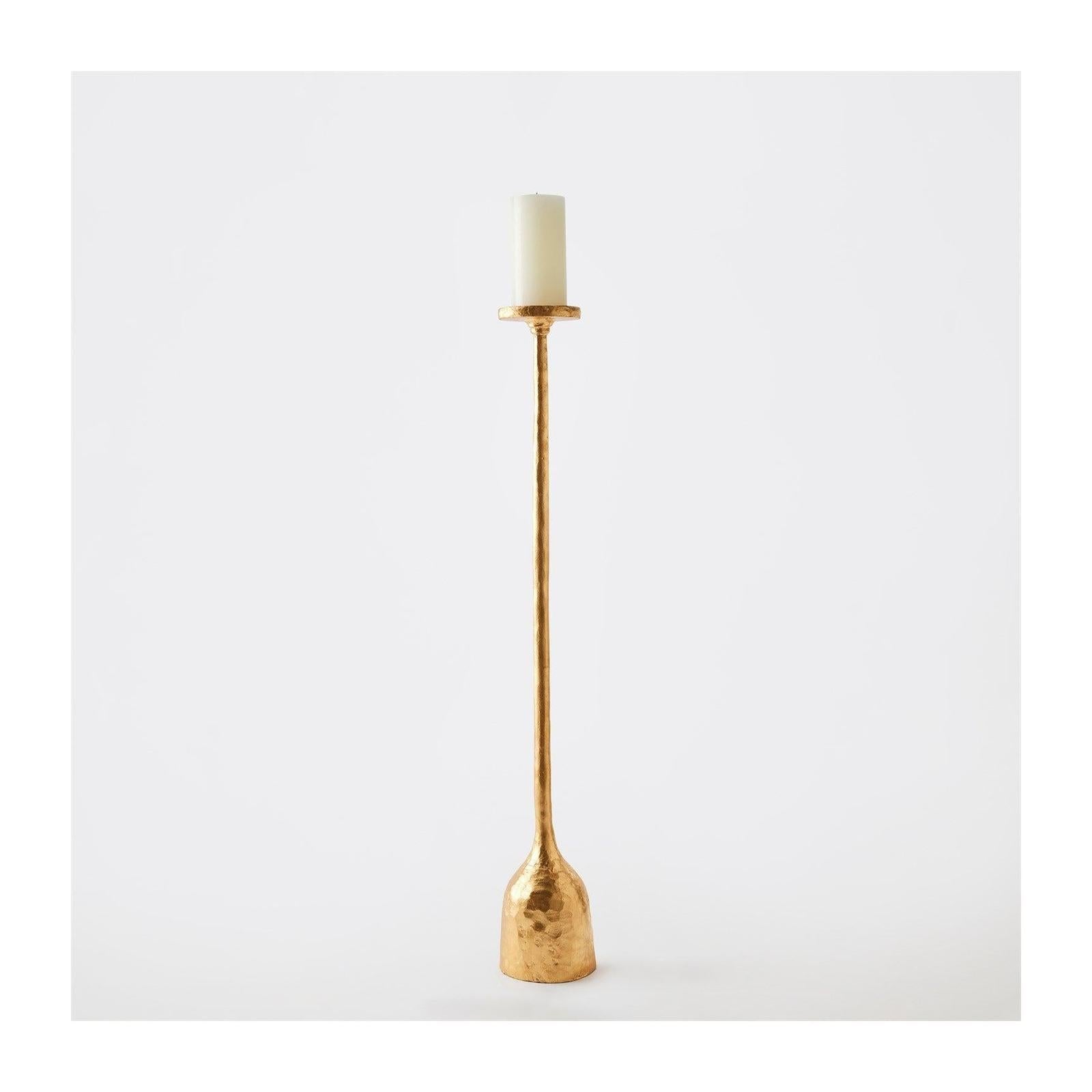 Global Views Gold Leaf Forged Pillar Candle Holder