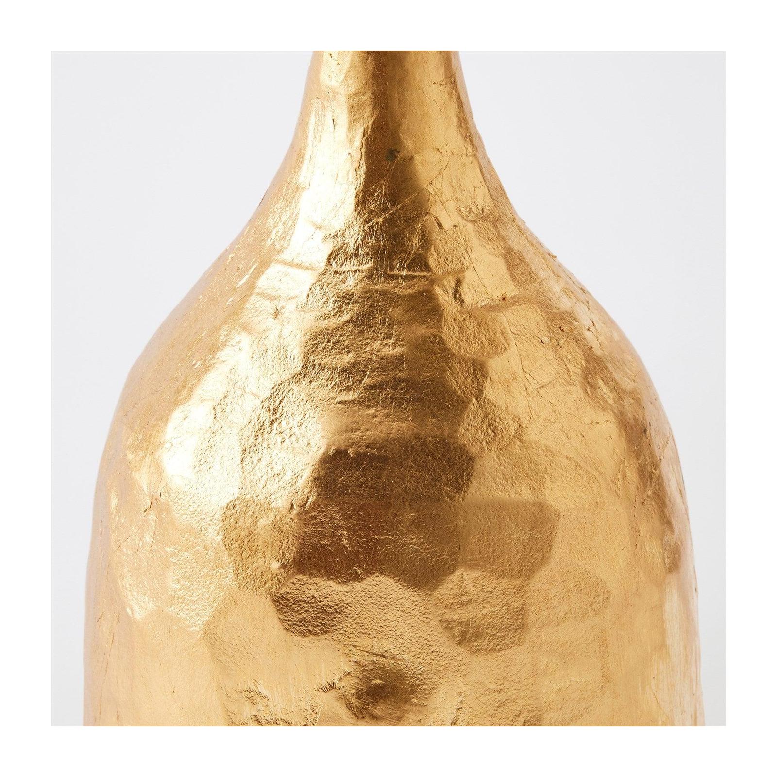 Global Views Gold Leaf Forged Pillar Candle Holder