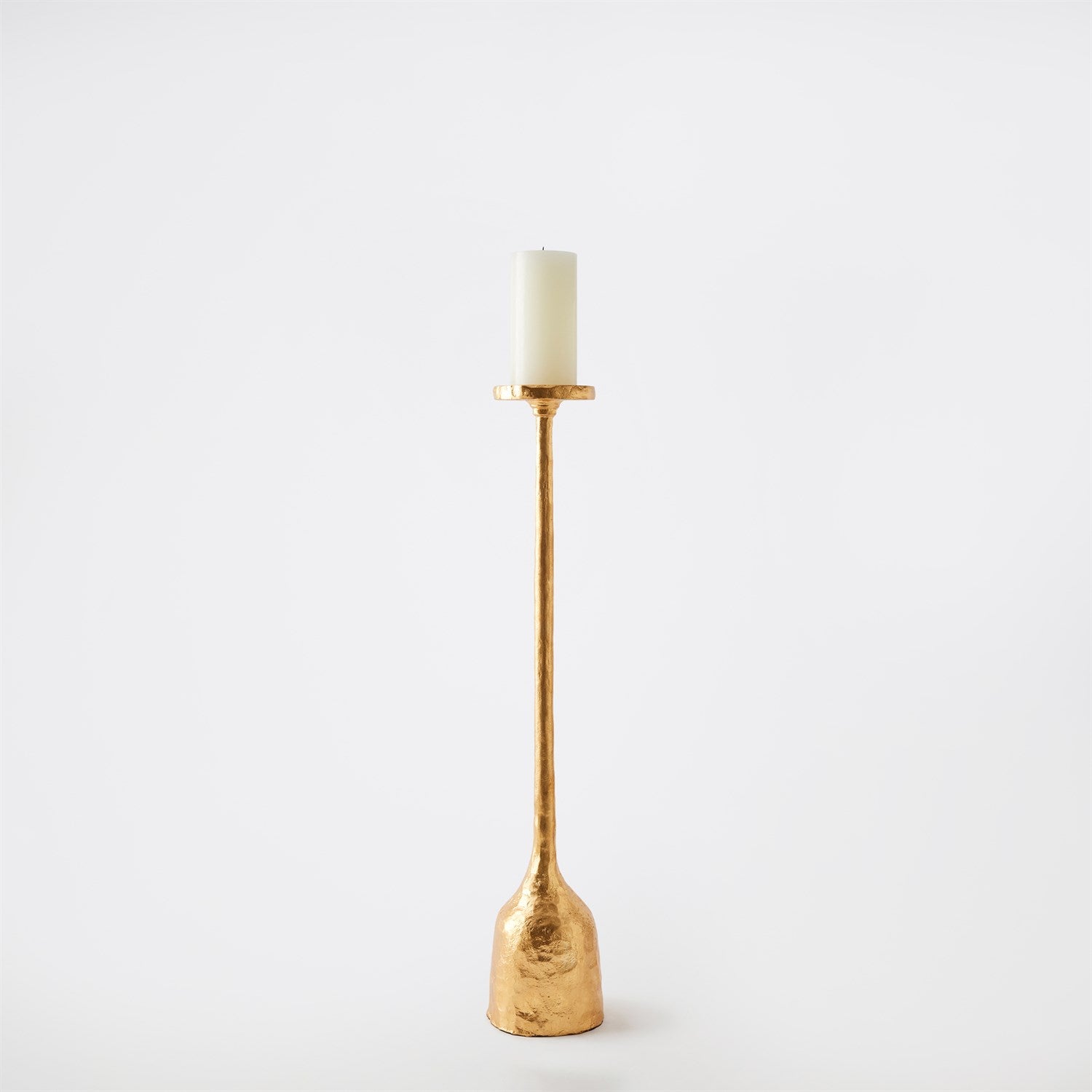 Global Views Gold Leaf Forged Pillar Candle Holder