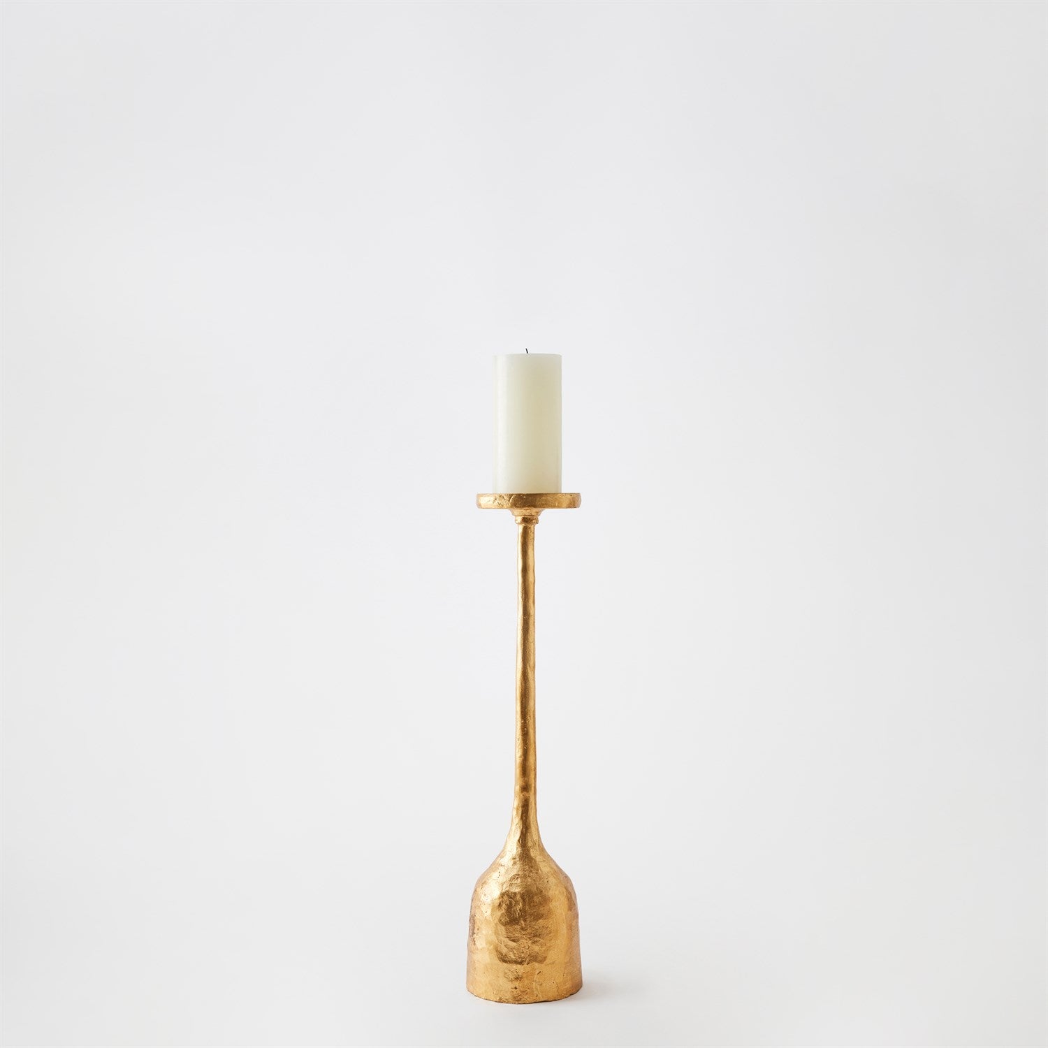 Global Views Gold Leaf Forged Pillar Candle Holder